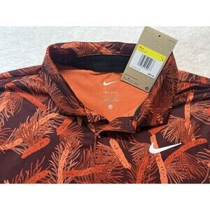 Nike Dri-Fit Shirt Mens S Tour Pine Print Dragon Red/White S/S Polo Golf Preppy